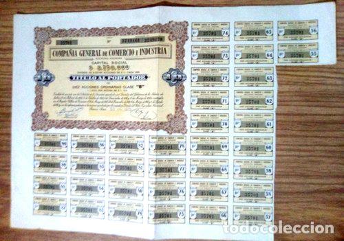 M&eacute;dailles th&eacute;matiques: titulo al portador de acciones compania gral comercio 1975
