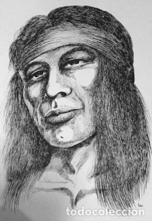 Medaglie tematiche: lamina indio ranquel dibujo arbio enmarcar decoracion 55x37c