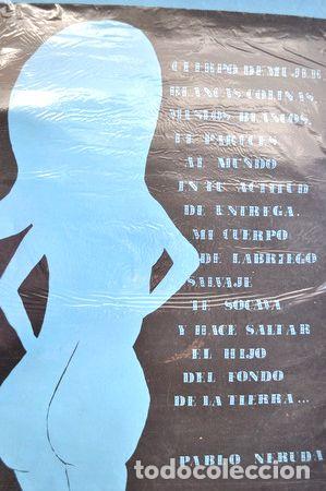 Medaglie tematiche: poster serigrafiado vintage poema neruda dec 70 80 original