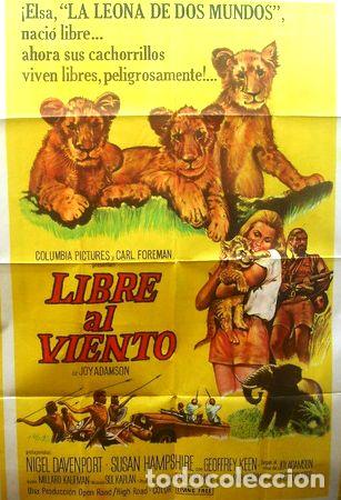 M&eacute;dailles th&eacute;matiques: afiche orig de la pelicula libre al viento de joy adamson