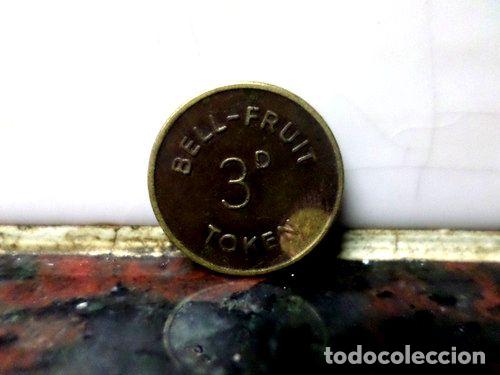 Medallas tem&aacute;ticas: 3d pence bell fruit token
