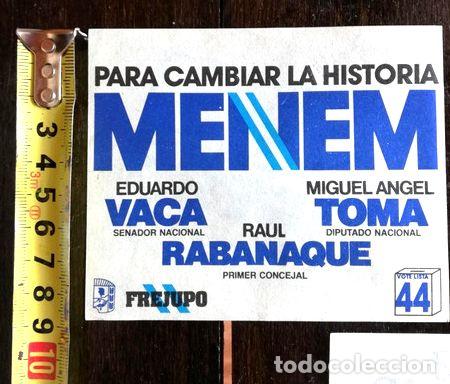 Medallas tem&aacute;ticas: 2 volantes campana menem propaganda politica historia