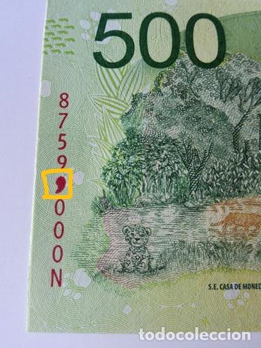 Medaglie tematiche: billete con error 9 con exceso de tinta de 500 pesos aunc