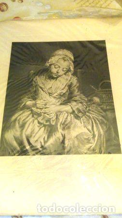 M&eacute;dailles th&eacute;matiques: grabado dama tejiendo museo del louvre 1895