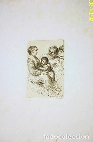 M&eacute;dailles th&eacute;matiques: grabado antiguo de bartolozzi mujer nino dos hombres de 1765