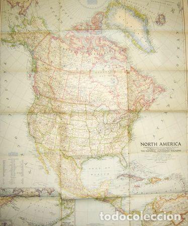 M&eacute;dailles th&eacute;matiques: viejo mapa national geographic magazine 1952 north america