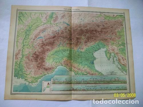 M&eacute;dailles th&eacute;matiques: mapa de los alpes publicado en londres en el ano 1920
