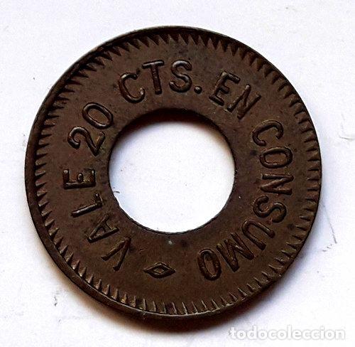 M&eacute;dailles th&eacute;matiques: extrana ficha de consumo 20 centavos numerada