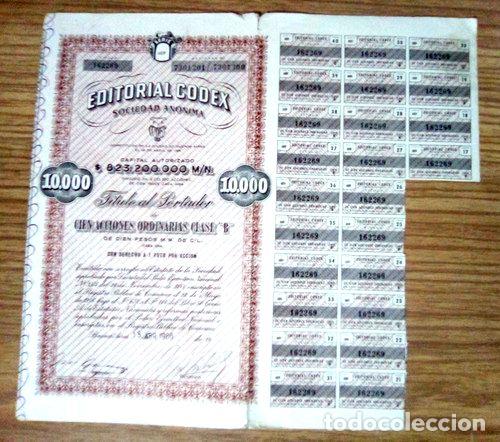 Medallas tem&aacute;ticas: titulo al portador de acciones editorial codex 1966 - Foto 1