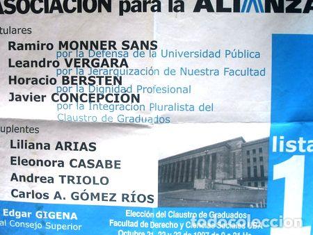 Medallas tem&aacute;ticas: afiche politico 1999 fundacion de la alianza facult derecho