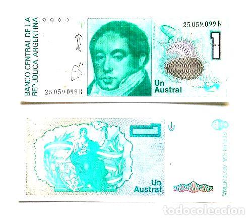 M&eacute;dailles th&eacute;matiques: 2 billetes 1 austral no correlativos sin circular