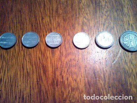 M&eacute;dailles th&eacute;matiques: lote de 6 fichas de subte de aluminio distintas