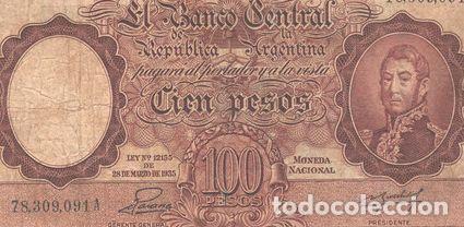 M&eacute;dailles th&eacute;matiques: bottero 2043 100 pesos moneda nacional ano 1953