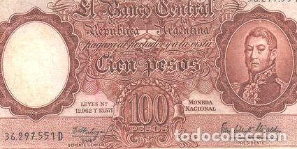 Thematische Medaillen: bottero 2069 billete de 100 pesos mon nac ano 1965 vf