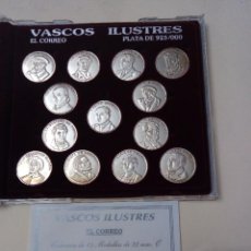 Medallas temáticas: MONEDAS DE PLATA CON 13 VASCOS ILUSTRES. ARRAS, VIZCAYA, GUIPUZKOA Y ALAVA. Lote 302500018