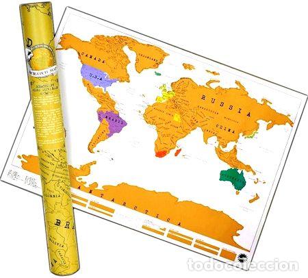 Medallas tem&aacute;ticas: mapa mapamundi para raspar planisferio scratch map