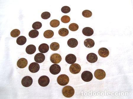 Medallas tem&aacute;ticas: lote de 33 fichas de estancia antiguas