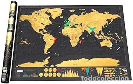 Medallas tem&aacute;ticas: mapa mudi raspable didactico negro black edition viajeros