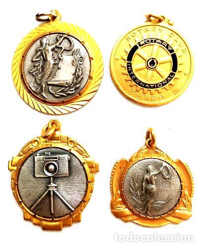 Medallas tem&aacute;ticas: 4 medallas antiguas fotografia ferro rotary club etc