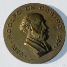 Medallas temáticas: MEDALLA CÁDIZ, ADOLFO DE CASTRO, AÑO 1971, MIDE 6 CMS DE DIAMETRO. CON FIRMA DEL GRABADOR.