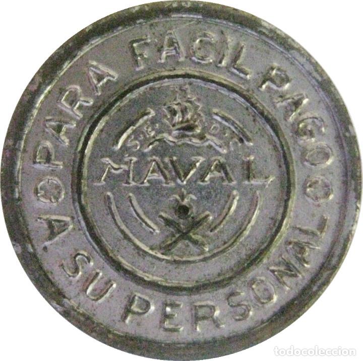 Medallas tem&aacute;ticas: Ficha de ''La Naval - Para f&aacute;cil pago a su personal'' 10 Discos = 1 Peseta (C&aacute;diz)./ Muy Bonita./ ..