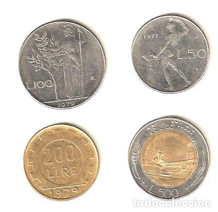 Medallas tem&aacute;ticas: monedas italianas lote de cuatro 50 100 200 y 500 ls ex