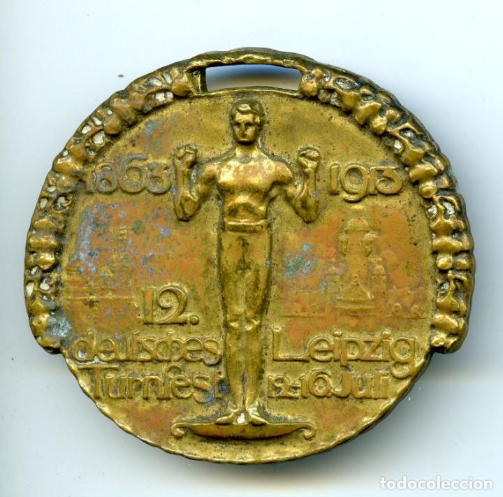 Medallas tem&aacute;ticas: Medalla de bronce Leipzig 1913, festival de gimnasia, muy grande, atletas, deportes