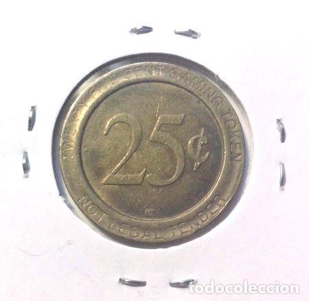 Medaglie tematiche: ficha juego token 25 centavos bronce con leve giro