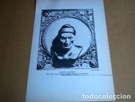 Medallas tem&aacute;ticas: lamina dante alighieri mascarilla museo florencia 1960