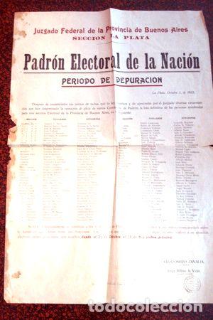 Thematic medals: afiches antiguos padron electoral nacion sec bs as la plata