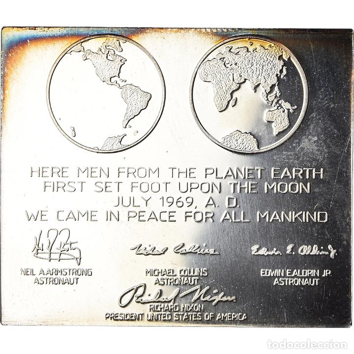 M&eacute;dailles th&eacute;matiques: [#187121] Estados Unidos de Am&eacute;rica, medalla, Maanlanding Plaquette, Apollo 11, Sciences