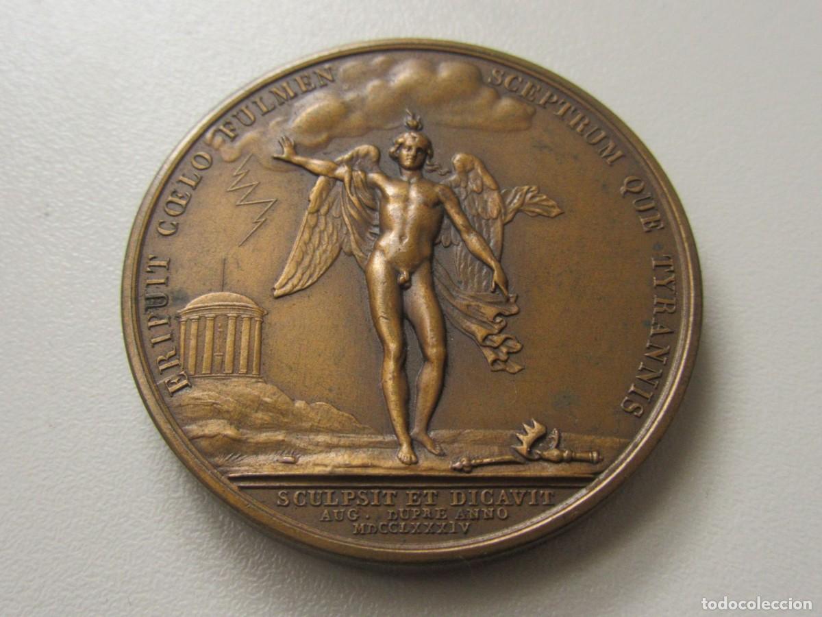 Medaglie tematiche: Medalla de Benjamin Franklin. Grabada por Augustin Dupr&eacute; en 1784. Con caja original.