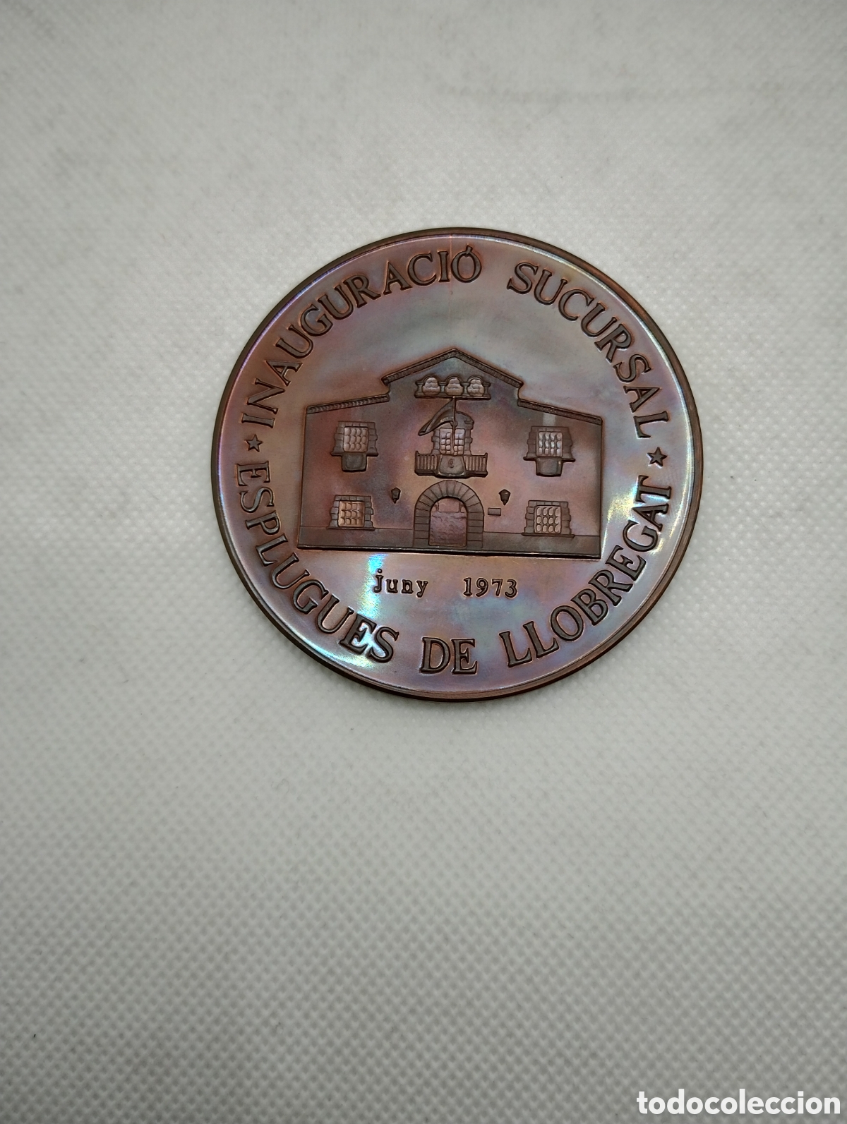 Medallas tem&aacute;ticas: Medalla inauguraci&oacute; de la sucursal del Banco Sabadell de Esplugas del Llobregat en 1973, en bronce