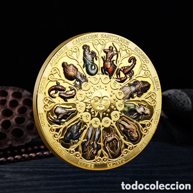 Medallas tem&aacute;ticas: MAGN&Iacute;FICA MONEDA DE ORO CON HOROSCOPOS. REF S2 M CGM - Foto 1