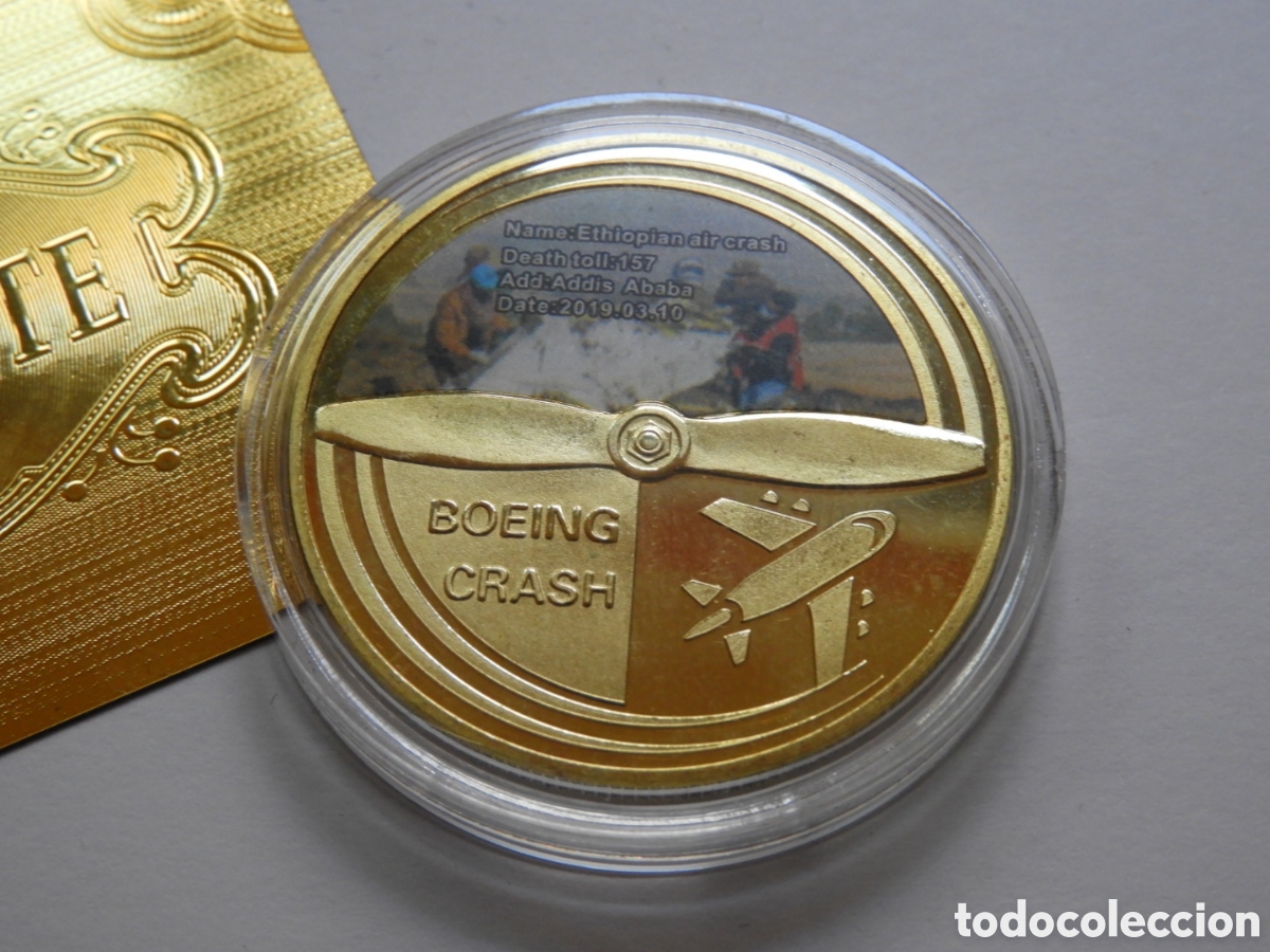 Medallas tem&aacute;ticas: Moneda Accidente Boeing Etiop&iacute;a 2019 - Foto 3