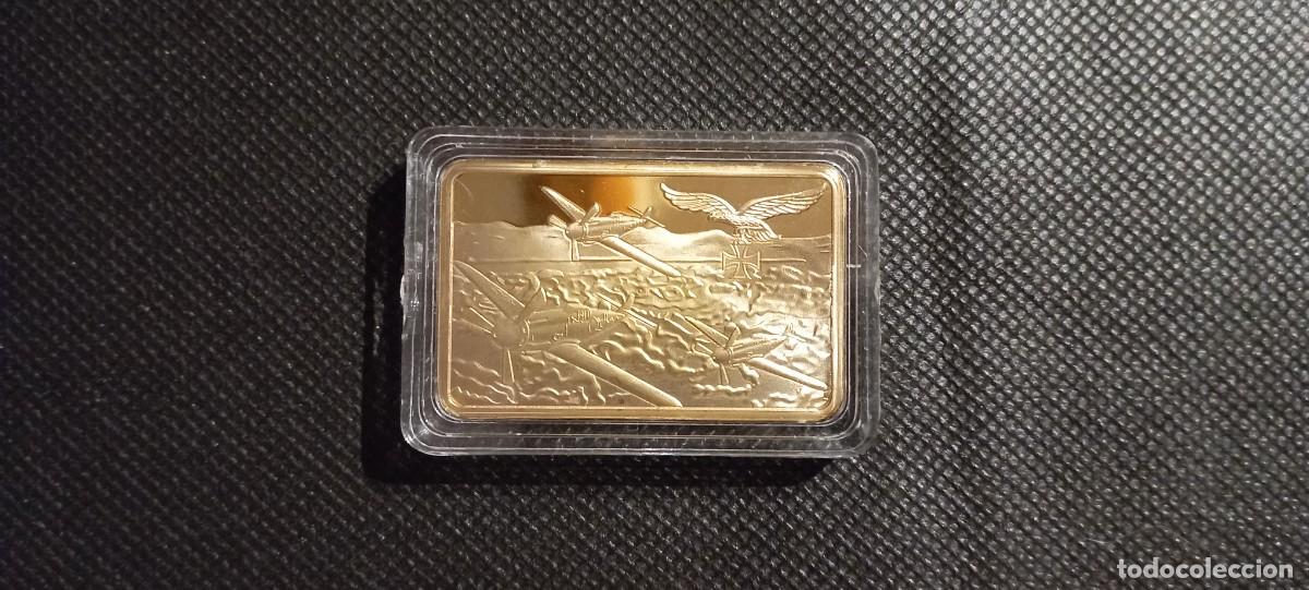 Medallas tem&aacute;ticas: LINGOTE CONMEMORATIVO BA&Ntilde;ADO EN ORO 24K. DEUTSCHE LUFTWAFFE 1935 ALEMANIA NAZI - CRUZ AGUILA