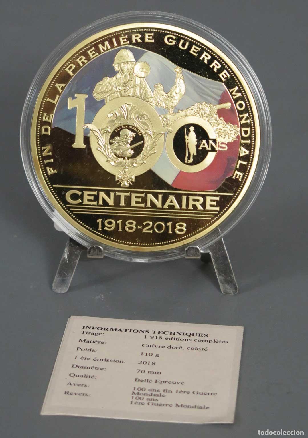 Medallas tem&aacute;ticas: MEDALLA. CENTENAIRE 1918 - 2018 - Foto 1