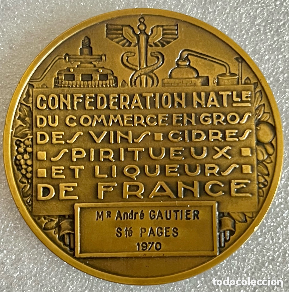 Medallas tem&aacute;ticas: Medalla de bronce Art D&eacute;co - Mujer y racimo de uvas - Foto 2