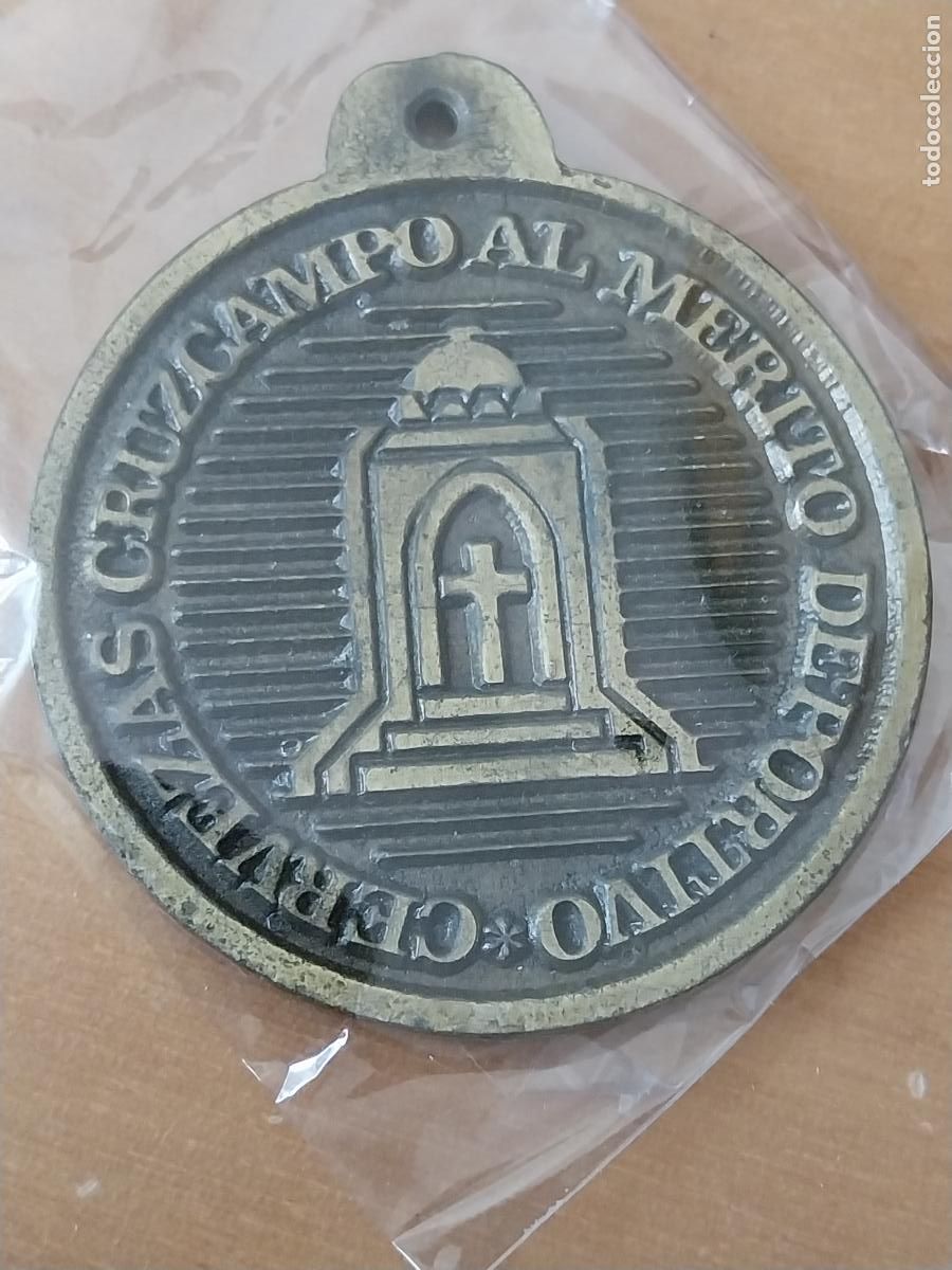 Medallas tem&aacute;ticas: CERVEZAS CRUZCAMPO MERITO DEPORTIVO MEDALLA 5.34CMS DORSO CORONA LAUREL METAL TONO BRONCE