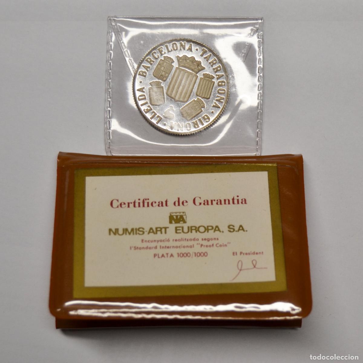 Medallas tem&aacute;ticas: MEDALLA EN PLATA HOMENATGE AL POBLE CATAL&Agrave; - BARCELONA, TARRAGONA, LLEIDA, GIRONA. LOTE 0346