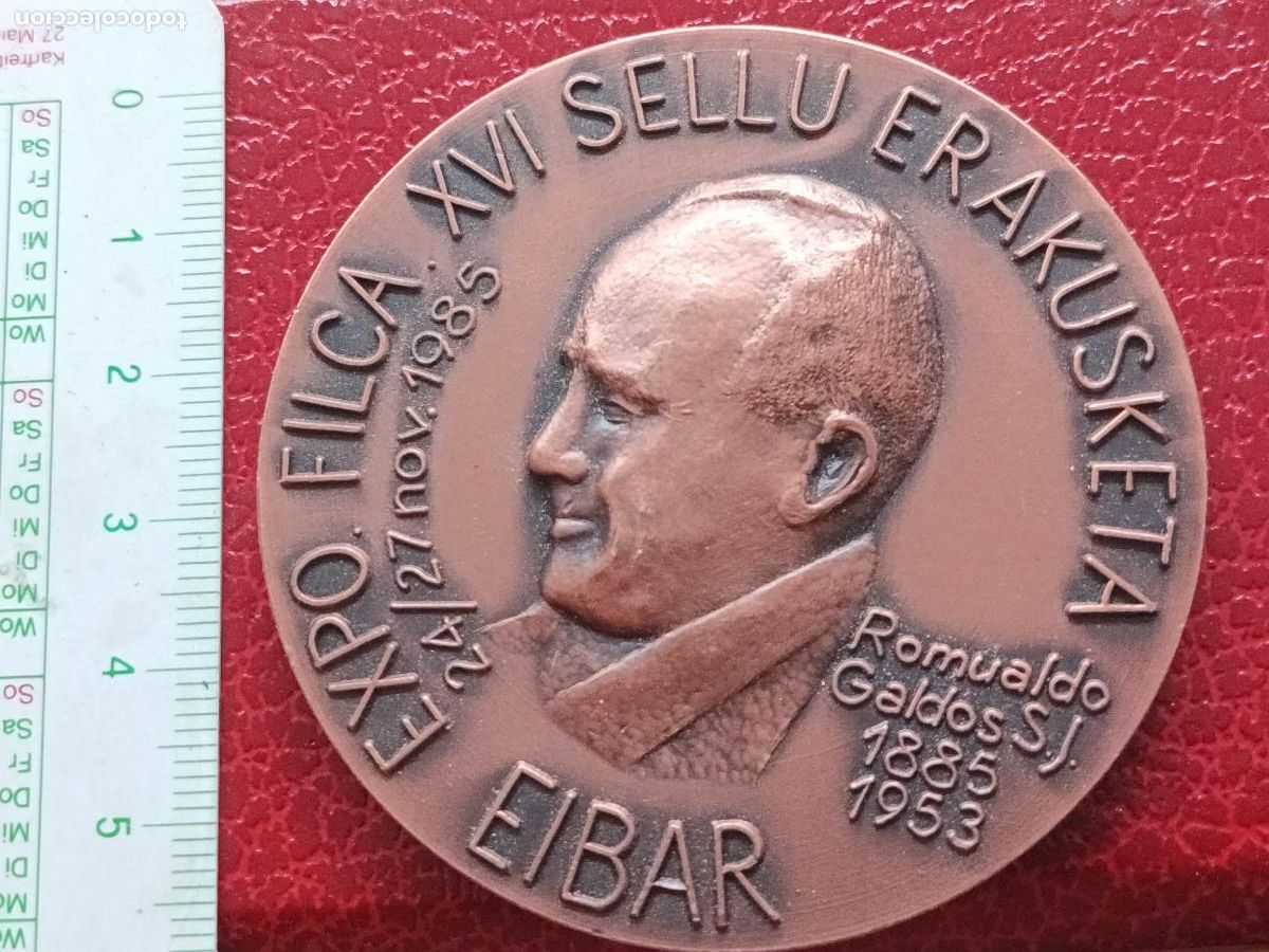 Medallas tem&aacute;ticas: EIBAR 1985 MEDALLA CONMEMORATIVA ROMUALDO GALDOS ASOCIACION FILATELICA ARRATE XVI EXPOSICION