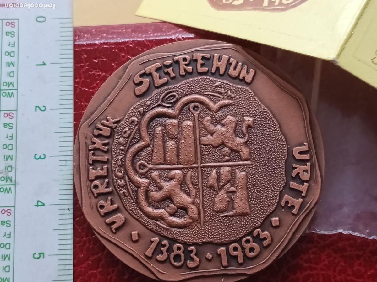 Medallas tem&aacute;ticas: MEDALLA 600 A&Ntilde;OS DE LA FUNDACION DE URRETXU (GUIPUZCOA). URRETXUK SEIREHUN URTE 1983