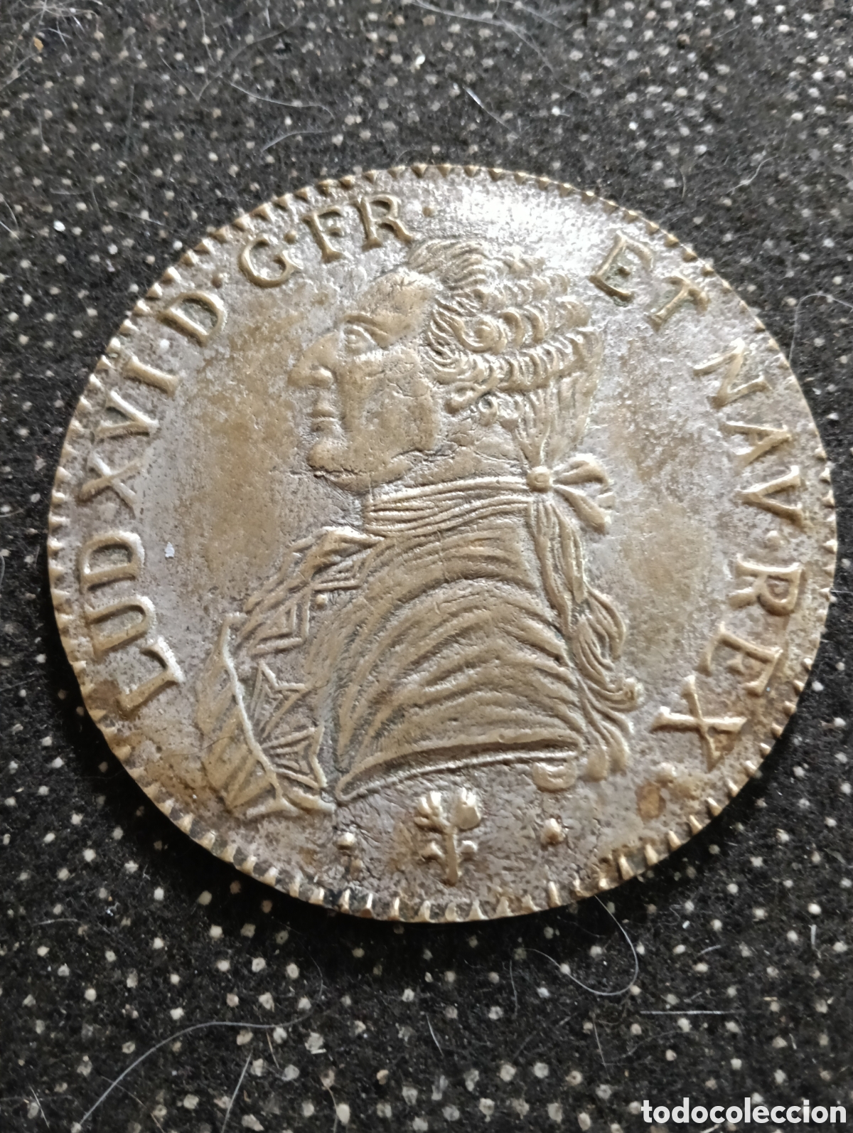 Medallas tem&aacute;ticas: Medalla de metal LUD XVI GFR ET NAV-REX de Luis XVI de Francia mide 8 cm