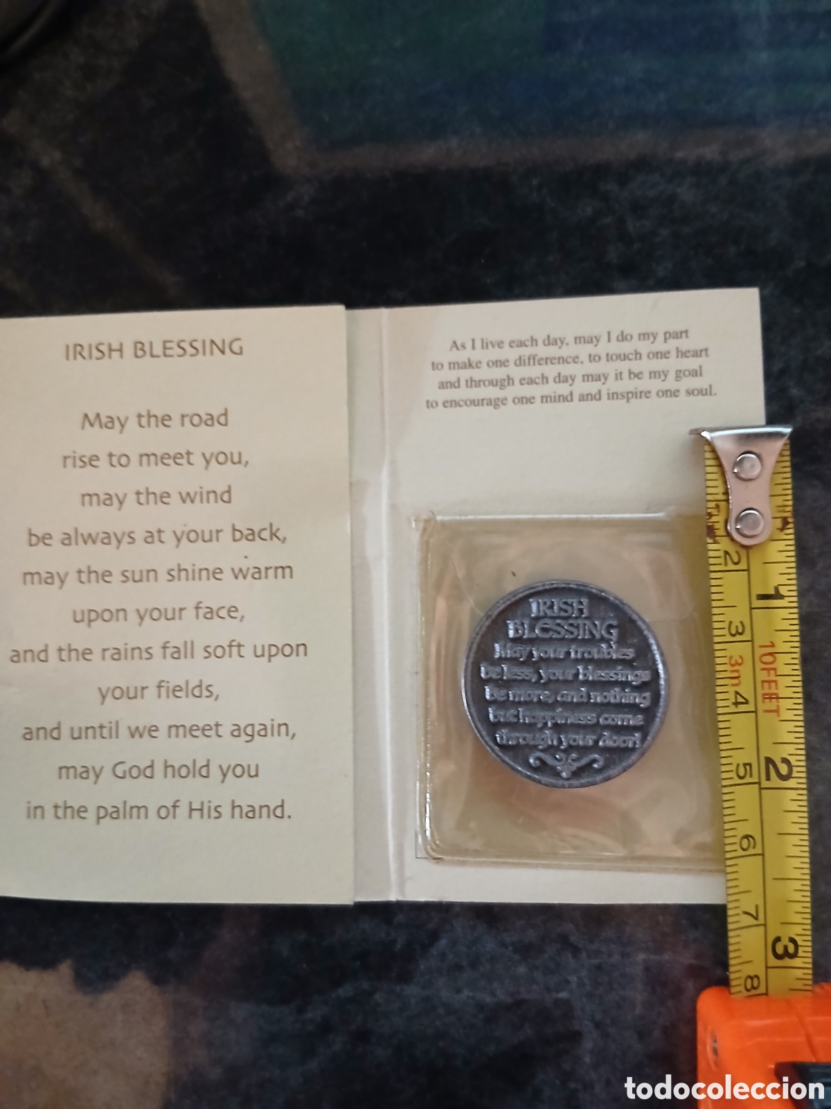 Medallas tem&aacute;ticas: Ficha de benducion Irlandesa antigua, moneda de oracion con cruz celta. En estuche.