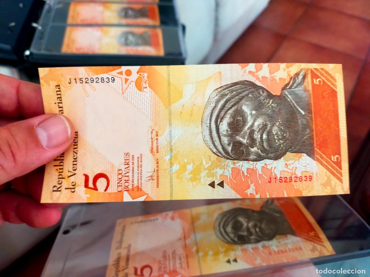 Medallas tem&aacute;ticas: BILLETE DE 5 CINCO BOLIVARES 19 DICIEMBRE 2008 REPUBLICA VENEZUELA EXCEPCIONAL CONSERVACION