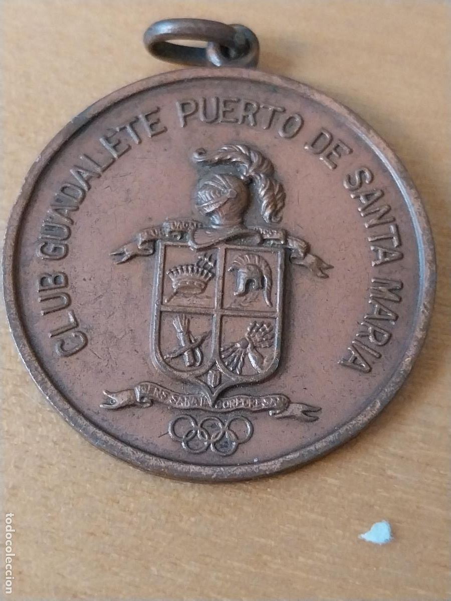Medallas tem&aacute;ticas: CLUB GUADALETE PUERTO SANTA MARIA A&Ntilde;O 1978 MEDALLA MANO 3.57CMS ORIGINAL TONO BRONCE