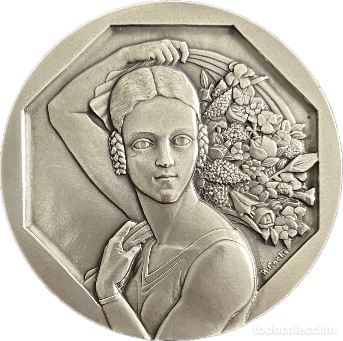 Medallas tem&aacute;ticas: Medalla - Medall&oacute;n de bronce Art Noveau - Robert Cochet