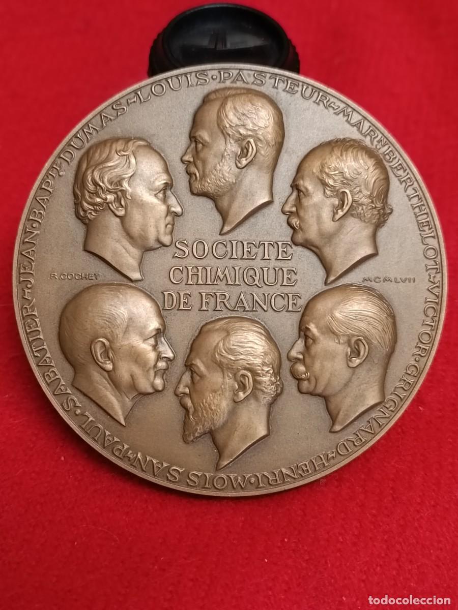 Medallas tem&aacute;ticas: Medalla de bronce, Francia, Sociedad qu&iacute;mica de Francia, 1957, 72 mm. diam., Firmada: R. Crochet.