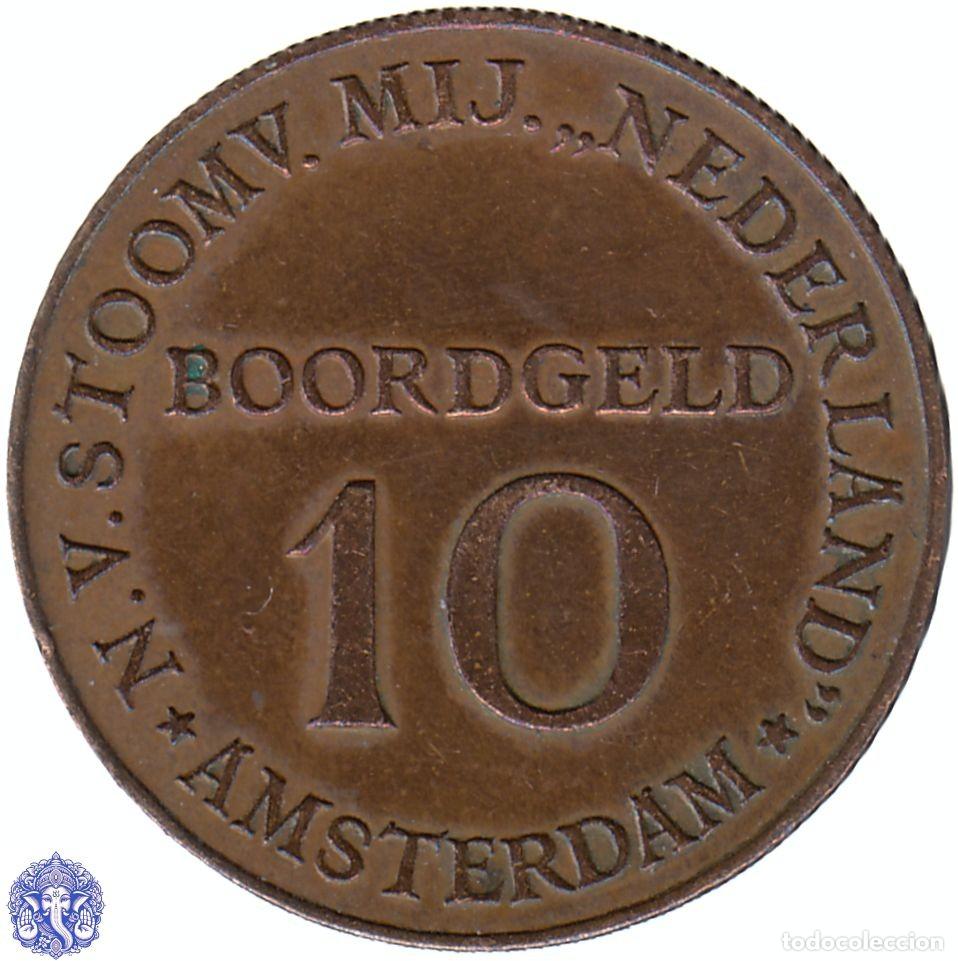 Medallas tem&aacute;ticas: PA&Iacute;SES BAJOS Token 10 Boordgeld 1947-1957 naviera Stoomvaart Kooij# BS003.2
