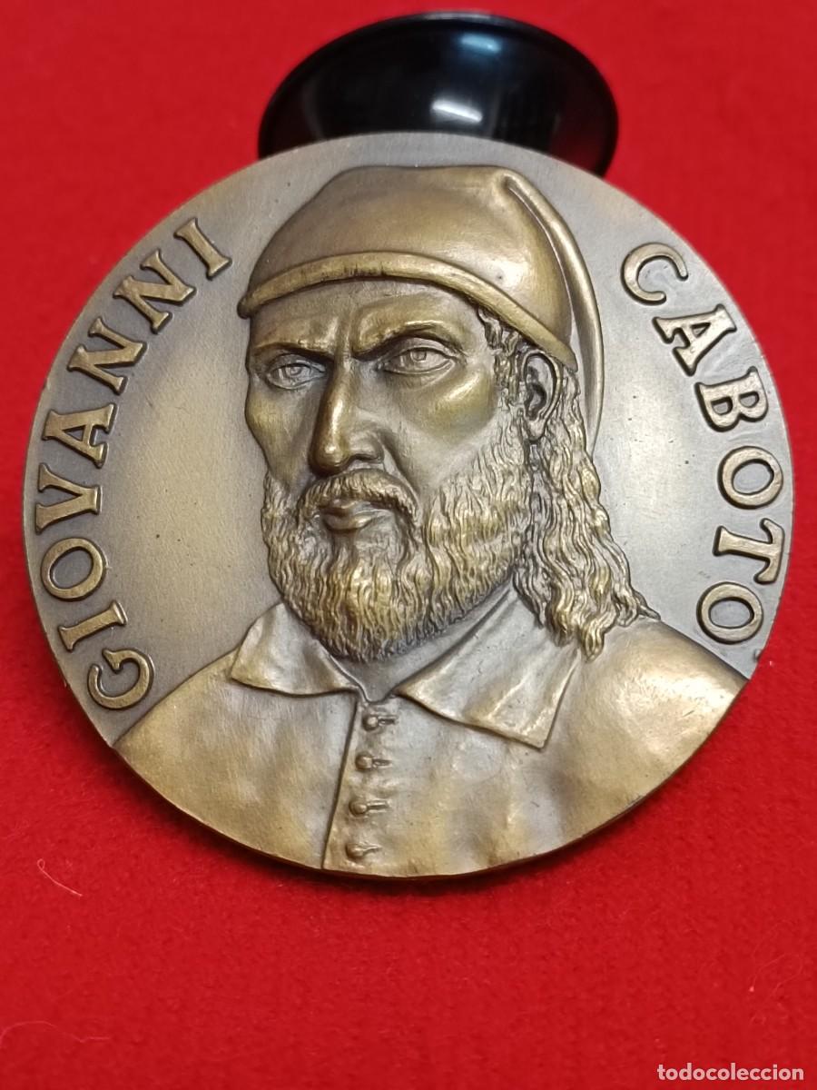 Medallas tem&aacute;ticas: Medalla de bronce de Portugal, a Giovanni Caboto, 7 cm di&aacute;metro., firmada: Numidico 75, buen ejempl.